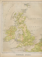 MAP BRITISH ISLES 1879 Embossed Map From The Plastic School Atlas 29,5cmx24,5cm - Mapas Geográficas