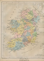 MAP IRELAND 1879 Embossed Map From The Plastic School Atlas 29,5cmx24,5cm - Cartes Géographiques