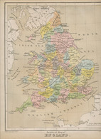 MAP GB ENGLAND & WALES 1879 Embossed Map From Plastic School Atlas 29,5cmx24,5cm - Cartes Géographiques