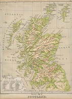 MAP GB SCOTLAND 1879 Embossed Map From The Plastic School Atlas 29,5cmx24,5cm - Cartes Géographiques