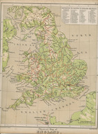 MAP GB ENGLAND & WALES 1879 Embossed Map From Plastic School Atlas 29,5cmx24,5cm - Geographical Maps