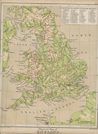 MAP GB ENGLAND & WALES 1879 Embossed Map From Plastic School Atlas 29,5cmx24,5cm - Cartes Géographiques