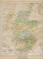 MAP GB SCOTLAND 1879 Embossed Map From The Plastic School Atlas 29,5cmx24,5cm - Cartes Géographiques