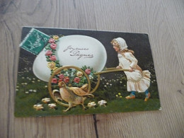 CPA Joyeuses Pâques Enfant Gaufrée Relief Perdrix - Easter