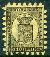 FINLAND 1870 10 P. Black/buff  Roulette II, Used.  Michel 7 By - Gebruikt