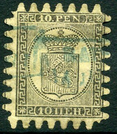 FINLAND 1873 10 P. Black/buff  Roulette III, Used.  Michel 7 Cy - Oblitérés