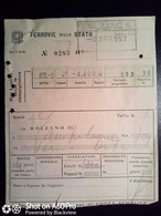 BIGLIETTO - TICKET F.S. - FERROVIE DELLO STATO - BOLZANO CAMPOLEONE, VIA VERONA, ORTE  2a CL - 1957 - Europe