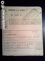 BIGLIETTO - TICKET F.S. - FERROVIE DELLO STATO - BOLZANO ROMA, VIA VERONA, BOLOGNA, FIRENZE 2a CL - 1956 - Europe