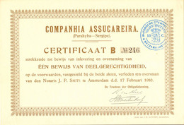 NIEDERLANDE 1910 COMPANHIA ASSUCAREIRA (Parahyba - Segipe) Versicherungs-Gründer - Bank & Insurance