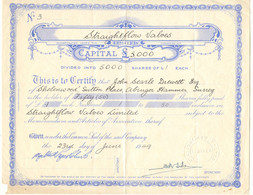 UNITED KINGDOM 1949, STRAIGHTFLOW VALVES Ltd., Certificate Over 50 Founder Shares Per 1 Pound Sterling - Autres & Non Classés