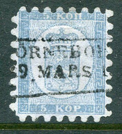 FINLAND 1860 5 Kop. Blue Roulette I, Used.   Michel 3A. - Used Stamps