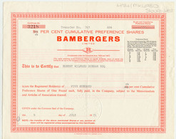 UNITED KINGDOM, 1975, BAMBERGERS Ltd., London, Certificate Of 500 Preferred Shares For 1 Pound Sterling, Very Good - Sonstige & Ohne Zuordnung