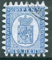 FINLAND 1866 20 P. Blue, Roulette II Fine Used.  Michel 8Bx. - Oblitérés