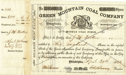 USA 1866 Green Mountain Coal Company Philadelphia Decorative Founder Share $3000 - Mines