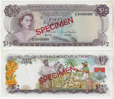 Banknote Bahamas ½ Dollar 50 Fifty Cents 1968 Pick-26s Specimen Queen Elizabeth II Uncirculated (catalog US$120) - Bahama's