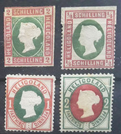 HELIGOLAND 1867 - 1875, Queen Victoria,  4 Timbres Yvert No 3,5,10,11, Neufs * MH Sauf No 11 (*), BTB Cote 80 Euros - Heligoland (1867-1890)