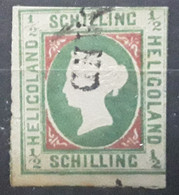 HELIGOLAND 1867  Queen Victoria  Yvert No 1, Type 1, 1/2 Schilling Vert Et Carmin O Cursive , BTB Cote 1200 Euros - Heligoland (1867-1890)