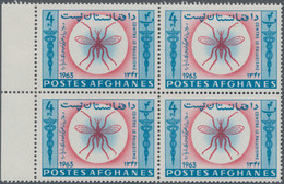 Afghanistan: 1964, Anti-Malaria, Not Issued Stamp 4pl. Greenish Blue/carmine WITHOUT OVERPRINT, Asso - Afganistán