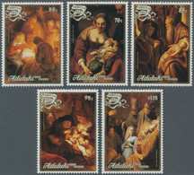 Aitutaki: 1988, Christmas Complete Set Of Five With Different Rembrandt Paintings In A Lot With Abou - Aitutaki