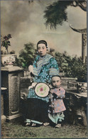 China: 1900/10 (ca.), Ppc (12) Inc. Real Photo Card With Lady And Son Illuminated (very Unusual) And - Other & Unclassified