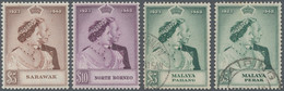 Malaiische Staaten: 1948, Silver Wedding $5, Lot Of 14 MNH Stamps: Johore, Kedah, Kelantan (three, O - Federated Malay States