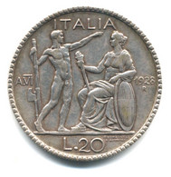 LITTORE 20 LIRE 1928 ITALIA REGNO GRANDE RARA MONETA ARGENTO - Autres & Non Classés