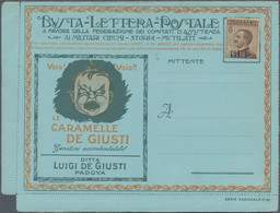 Thematik: Anzeigenganzsachen / Advertising Postal Stationery: 1921/1923, Italy "Buste Letteri Postal - Unclassified