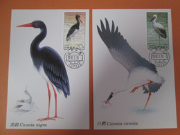 2 Cartes Maximum . Card De Chine 1992.  Ciconia . Cigogne - Gebruikt