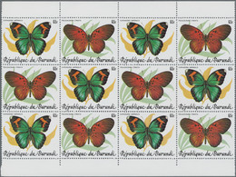 Thematik: Tiere-Schmetterlinge / Animals-butterflies: 1984, Burundi, Butterflies, 5fr.-65fr., Twelve - Papillons