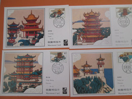 4 Cartes Maximum . Card De Chine 1990.   . Pavilion, Tower - Usados
