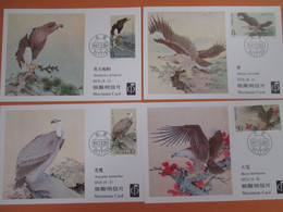 4 Cartes Maximum . Card De Chine 1987.   .oiseaux - Gebruikt