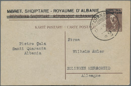Albanien - Ganzsachen: 1925/1940 (ca.), Lot Of Nine Stationeries: Uprated Stationery Cards K3+K7 Com - Albania