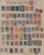 Finnland: 1860-1891, Used Collection Of About 100 Stamps On An Old Album Leave, Starting With 1860 5 - Gebruikt