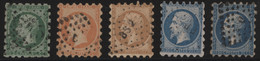 Frankreich: 1861, Napoleon Private Perforation "Piquage Susse", Lot Of Five Stamps 5c. Green, 10c. B - Collections