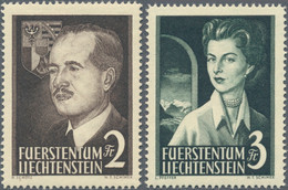 Liechtenstein: 1955, Fürstenpaar 2 Fr. Schwarzbraun Und 3 Fr. Schwarzgrün Bestand Von 22 Kompletten - Verzamelingen