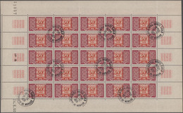 Monaco - Portomarken: 1946/1950, Cypher/Ornaments 50fr. Red/lilac, Three (folded) Sheets Of 25 Stamp - Postage Due