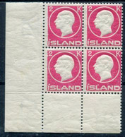 ICELAND 1912 Frederik VIII 2 Kr.corner Block With Variety  MNH/ **  Michel 74, Facit 119v - Unused Stamps