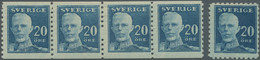 Schweden: 1920, King Gustaf V. Full Face 20öre Blue In A Lot With 25 Stamps Incl.14 Stamps Vert. Per - Unused Stamps