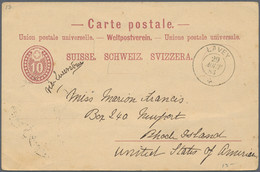 Schweiz - Ganzsachen: 1883-1939 Destination U.S.A.: 27 Ganzsachenkarten Von Verschiedenen Schweiz. O - Stamped Stationery