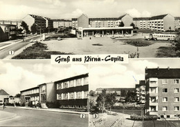 PIRNA-COPITZ, Einkaufszentrum, Kindergarten, Oberschule (1970s) AK - Pirna