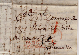 Prefilatelia Año 1828 Carta Biurrun A Mancilla Marca   Pamplona Navarra Y Porteo Rojo 5 Curiosa Carta Juan Ochoa - ...-1850 Vorphilatelie