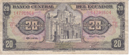 BILLETE DE ECUADOR DE 20 SUCRES DEL AÑO 1978 (BANKNOTE) - Equateur