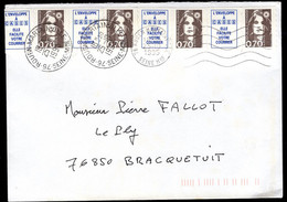 France (1995) Strip Of 4 + Labels On Envelope. Scott No 2345, Yvert No 2873. - Coil Stamps