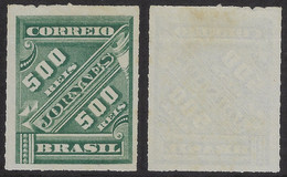 Brazil Year 1889 Stamp For Newspaper Slanted Numbers New Colors 500 Réis Unused - Ongebruikt