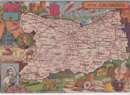 Cpsm 10x15 . GEO . Edit. BLONDEL LA ROUGERY . Illust. PINCHON . CALVADOS (14) - Carte Geografiche