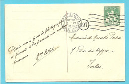 110 Op Kaart Stempel BRUXELLES , Met Firmaperforatie (perfin) " C.I.C. " - 1909-34