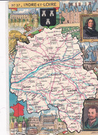 Cpsm 10x15 . GEO . Edit. BLONDEL LA ROUGERY . Illust. PINCHON . INDRE ET LOIRE  (37) - Carte Geografiche