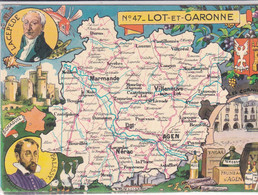 Cpsm 10x15 . GEO . Edit. BLONDEL LA ROUGERY . Illust. PINCHON . LOT ET GARONNE (47) - Cartes Géographiques