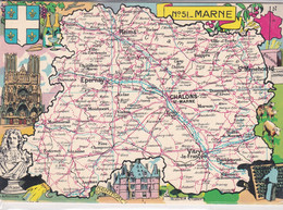 Cpsm 10x15 . GEO . Edit. BLONDEL LA ROUGERY . Illust. PINCHON . MARNE (51) - Cartes Géographiques