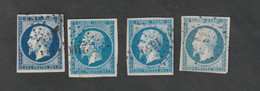 Timbres -  N°14A - 14B - Nuances De Bleu - Type  Napoléon III , Légende  Empire Franc  - 1854 - Oblitérés - Sonstige & Ohne Zuordnung